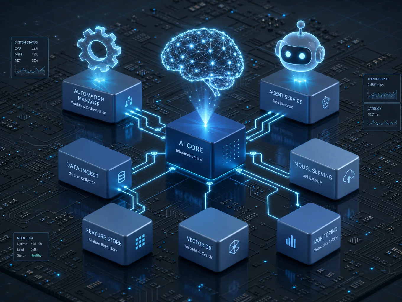 Clean abstract visualization of AI data source mapping